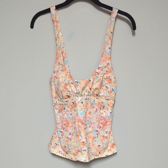 NWT Prana Mallorca Tankni cream and Pink Floral swim Top - Picture 1 of 6